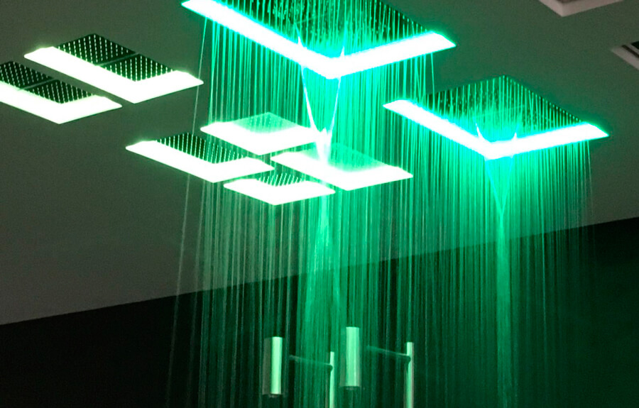 difusores de agua Antonio Lupi de techo con iluminación led
