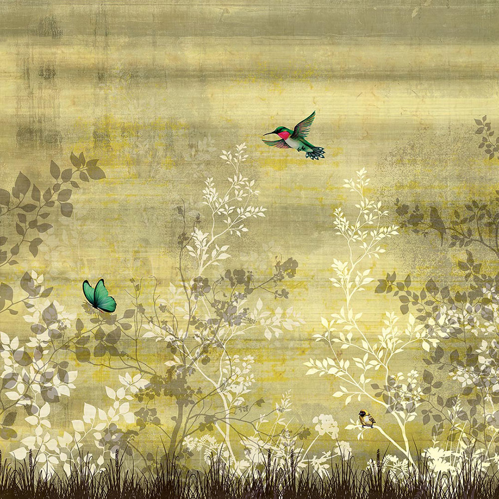 papel pintado de la colección Inediti Cruise de Inkiostro colibrí