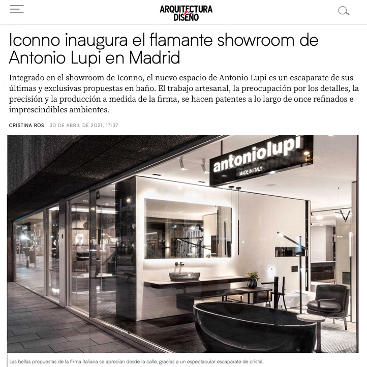 Nuevo showroom oficial de antoniolupi en Iconno Madrid, O'Donell.